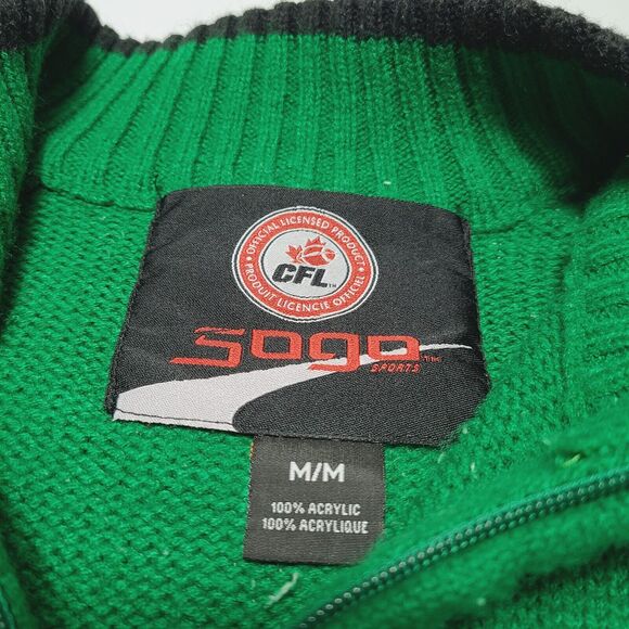 Saskatchewan Roughriders Vintage Acrylic Knit 1/4 Zip Sweater Men's Medium CFL - Picture 5 of 8